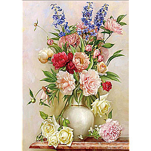 Diamond mosaic 30x40 cm Autumn bouquet in a white vase, 26 colors, level 4