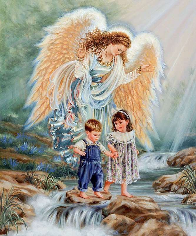 Diamond Mosaic 30x40 cm Angel over Children, 26 colors, level 4