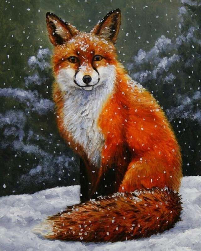 Diamond mosaic 30x40 cm Fox in winter, 26 colors, set 4