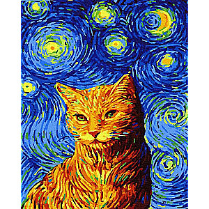 Diamond Mosaic 30x40 cm Cat Van Gogh, 26 colors, level 4