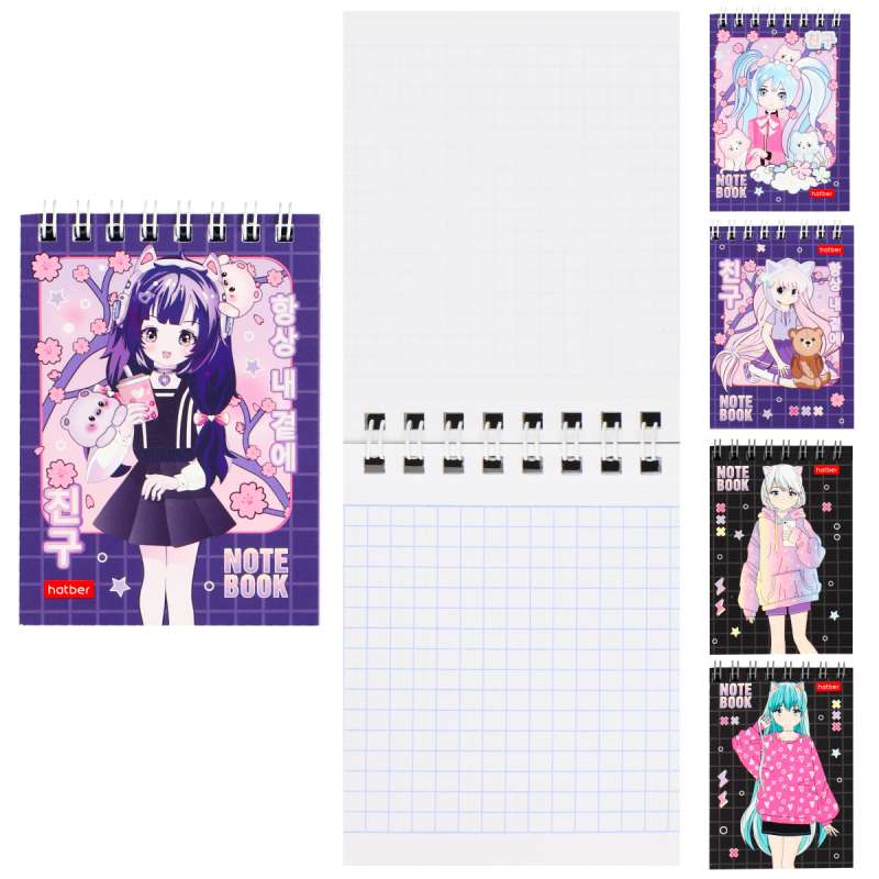 Notebook 60 sheets A7f grid - Neko-chan_anime