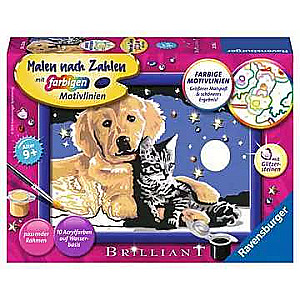 Painting by numbers 13x18cm Dog with kitten