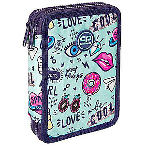 COOL PACK Jumper XL Mint doodles Pencil Case, 2 compartments, with accessories