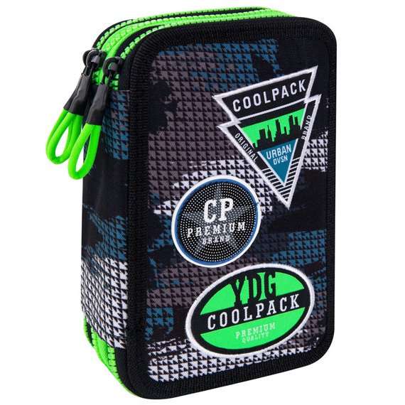 COOL PACK Jumper 3 Badges grey pencil case, 3 compartments, with accessories