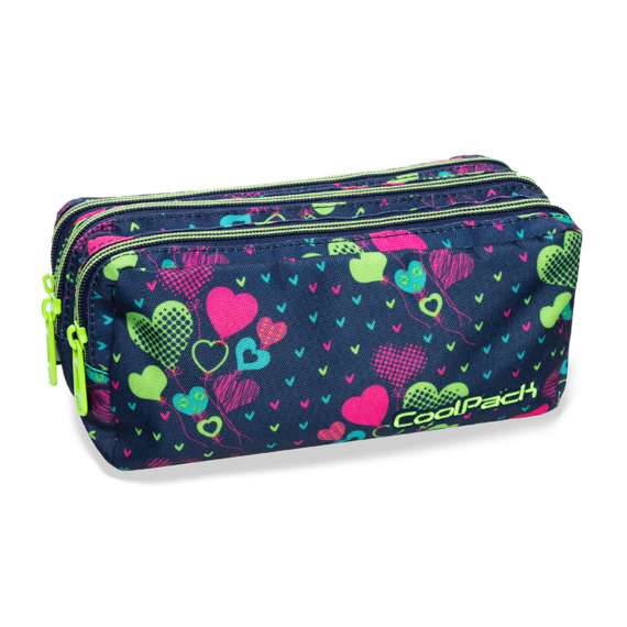 COOL PACK Lime hearts pencil case, 3 compartments