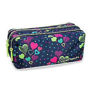 COOL PACK Lime hearts pencil case, 3 compartments