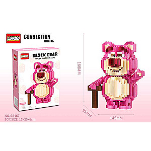 Constructor/Mosaic 3D LINKGO Pink Bear, 929 pcs, 166x95x145mm