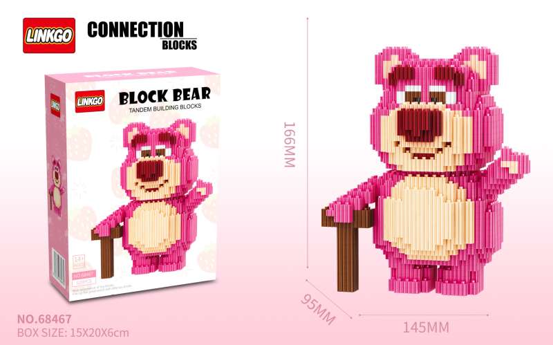Constructor/Mosaic 3D LINKGO Pink Bear, 929 pcs, 166x95x145mm