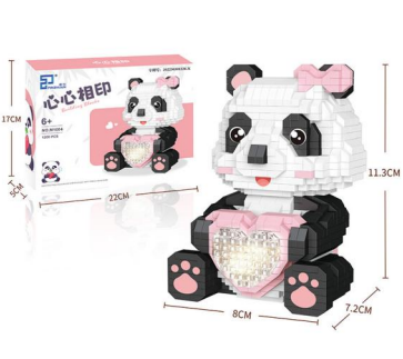 Constructor/Mosaic 3D PINZHUAN Panda with Heart, 1200 pcs, 80x80x120 mm