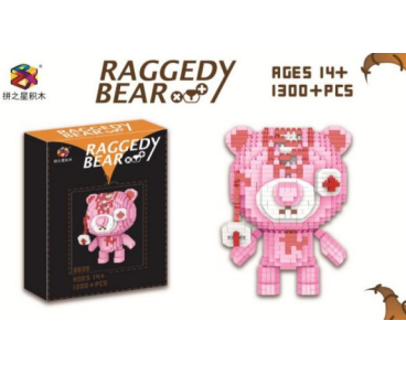 3D Constructor/Mosaic PZX Pink Bear with One Eye, 1300 Pieces