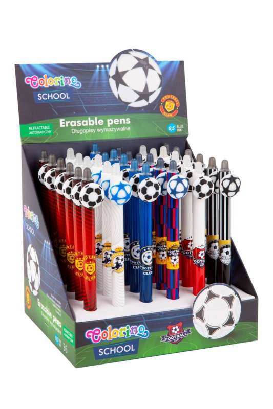 Blue Gel Pen 0.5mm with Eraser COLORINO FOOTBALL