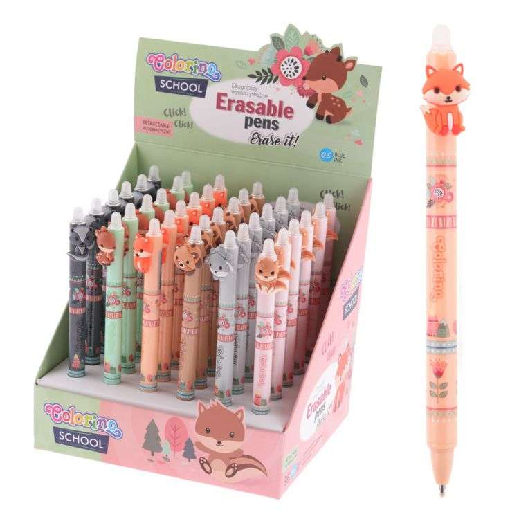 Gel pen blue 0.5mm with eraser COLORINO LITTLE FOXES