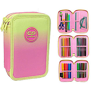 COOL PACK Jumper 3 Gradient Peach Pencil Case, 3 Compartments, with Accessories
