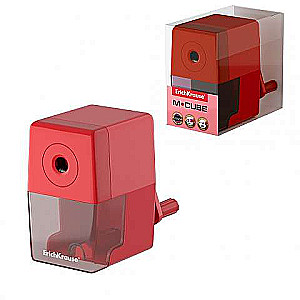 Mechanical sharpener ErichKrause® M-Cube with container, red body color