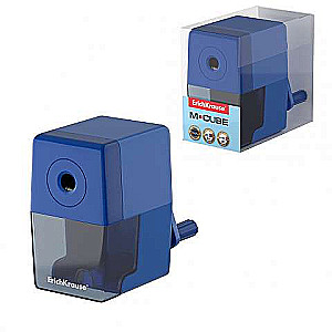 Mechanical sharpener ErichKrause® M-Cube with container, body color blue