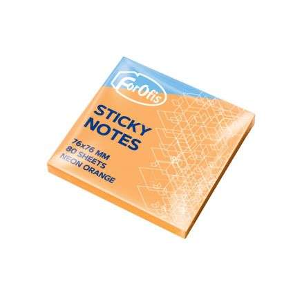 Selbstklebende Blätter 76x76mm 80 Blätter FOROFIS Neonorange