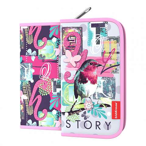 Notebook pencil case without contents ErichKrause® 110x205x25mm Bird Story