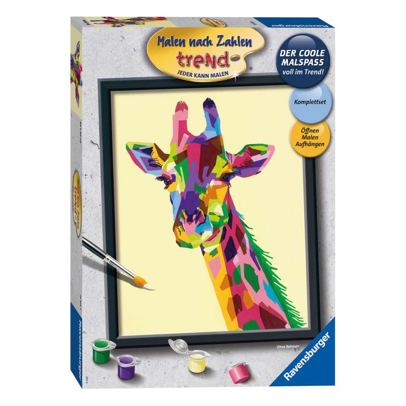 Malvorlage nach Zahlen 30 x 24cm Giraffe