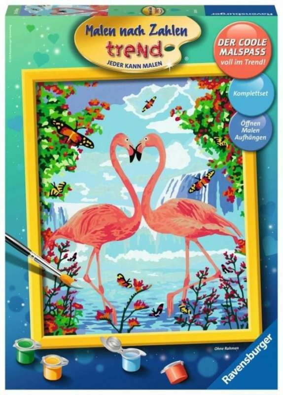 Bild nach Zahlen 30X24cm Flamingo Liebe