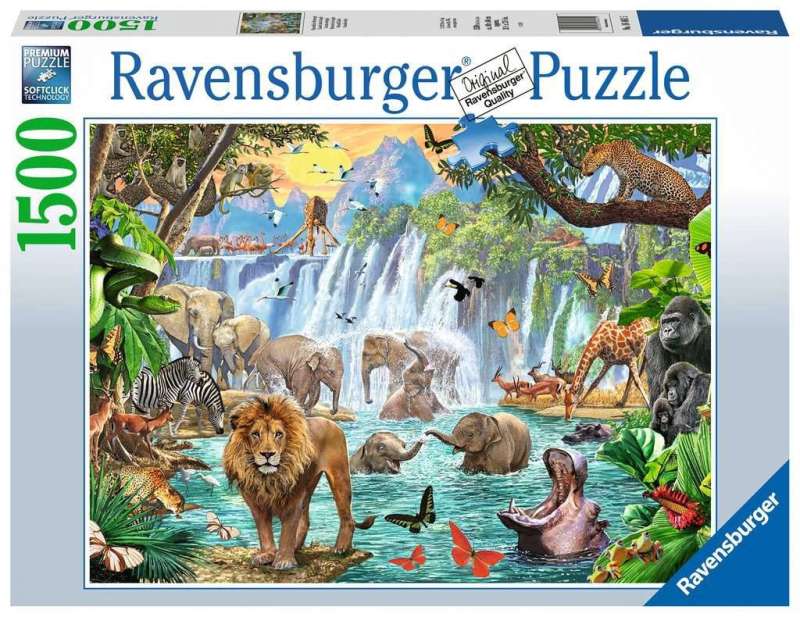 Puzzle 1500 - Wasserfall Safari Tiere