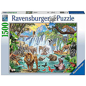 1500 Piece Puzzle Waterfall Safari Animals