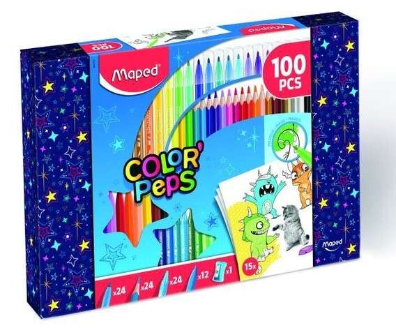 MAPED ColorPeps Set 100 pcs + 15 A4 cards