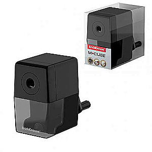 ErichKrause® M-Cube Mechanical Sharpener with Container, Black Body Color