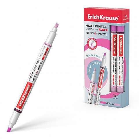 Text marker ErichKrause® Visioline V-16 Neon+Pastel, ink color pink
