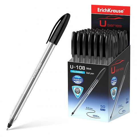 Ballpoint Pen ErichKrause Black U-108 Classic Stick 1.0 mm