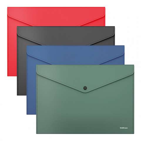 Einsteckmappe mit Knopf aus Kunststoff ErichKrause® Fizzy Classic, A4, undurchsichtig, assorted