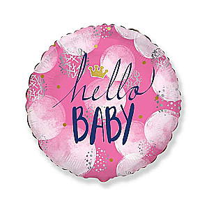 Hello Baby Girl Foil Balloon, 18