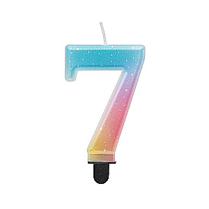 Cake candle 7, pastel ombre, 8 cm.