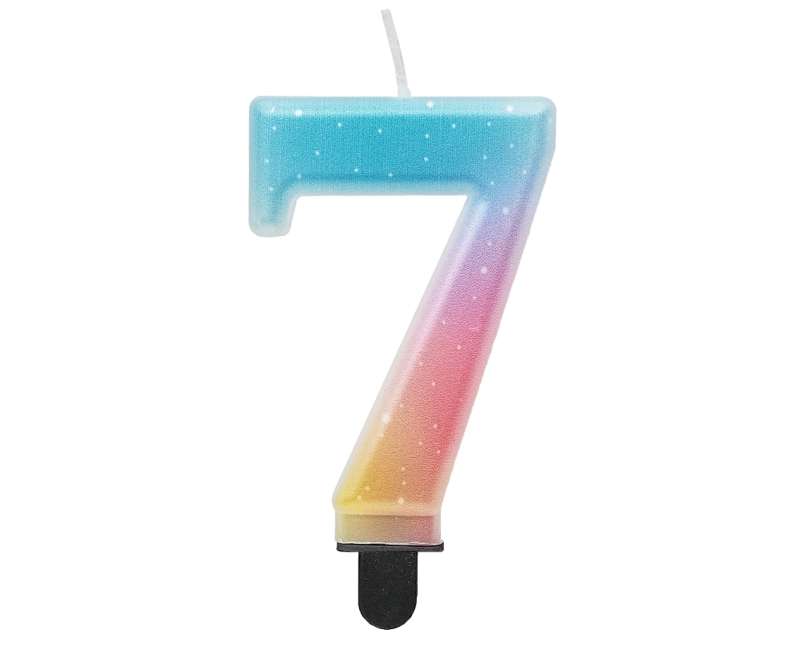 Cake candle 7, pastel ombre, 8 cm.
