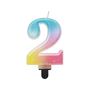 Cake candle 2, pastel ombre, 8cm.