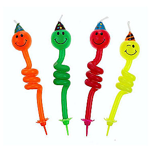Set of candles 4/4 pcs. 12cm Smile 4 colors assorted
