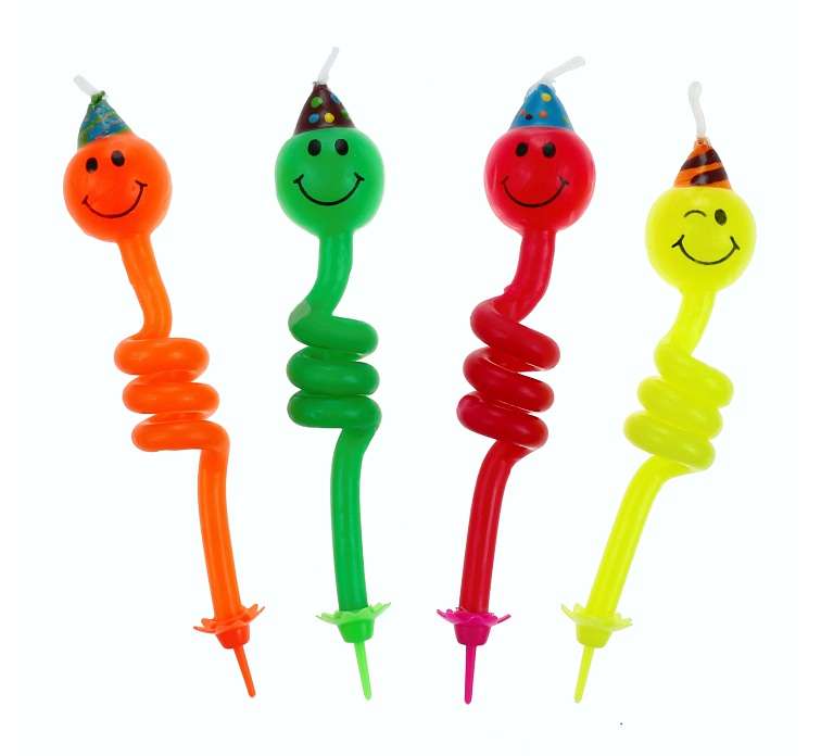 Set of candles 4/4 pcs. 12cm Smile 4 colors assorted