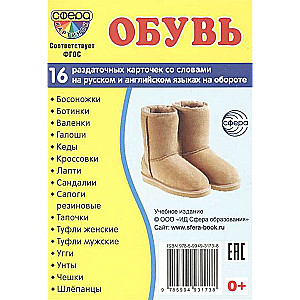 Card Set - Footwear. 16 Handout Cards with Text