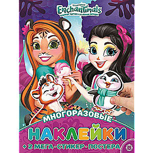 Educational book with reusable stickers and poster MAXY Enchantimals