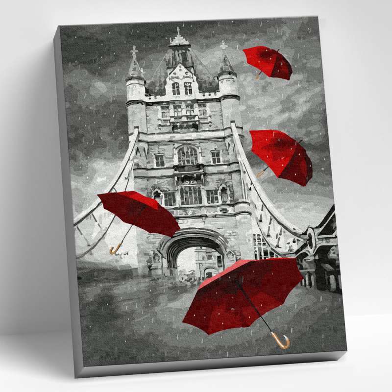 Paint by Numbers 40x50 Colorful Canvas RAIN IN LONDON 18 colors