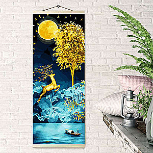 Numbered Painting 35X90 Color Canvas PANEL. GOLDEN DEER 30 colors
