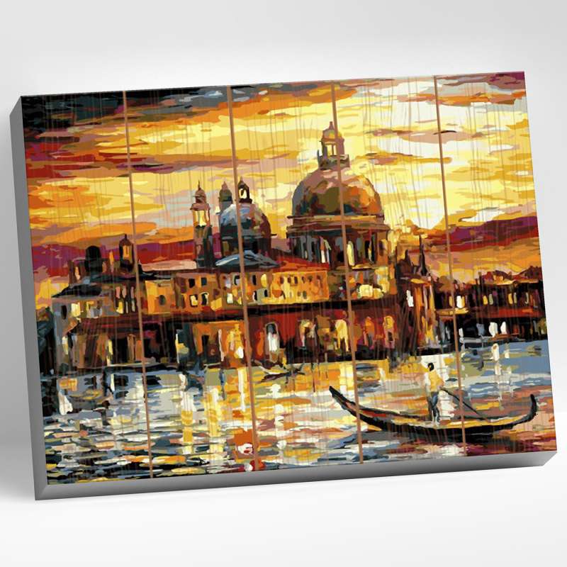 Numbered painting on wood 40x50 GOLDEN SKY OF VENICE 26 colors