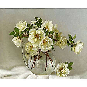 Painting by numbers 40x50 BUZIN. WHITE ROSES 24 colors