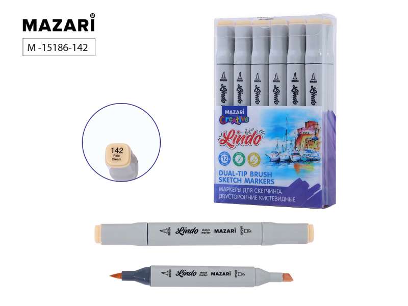Double-sided sketch marker LINDO, pale cream