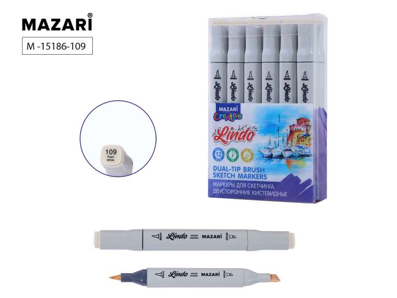 Double-sided sketch marker LINDO, pearl white