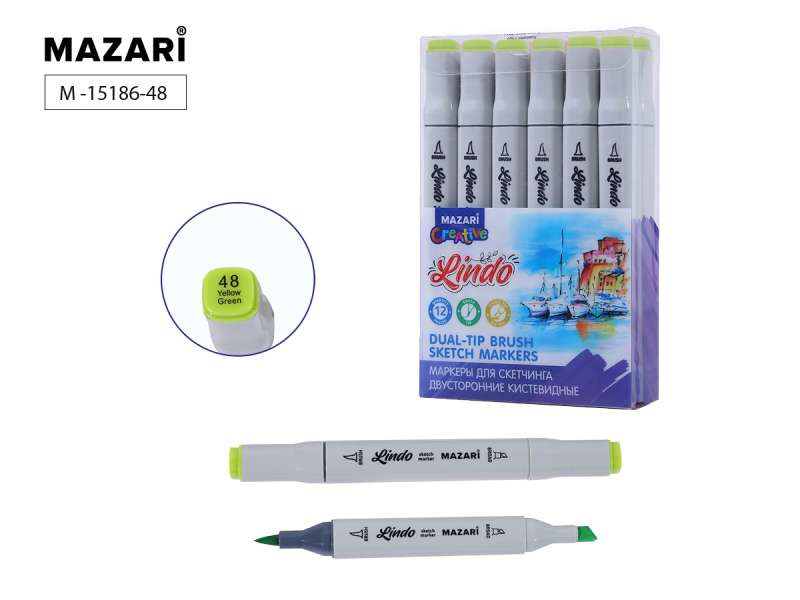 LINDO Double-Sided Sketch Marker, yellow green