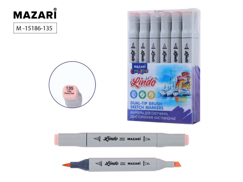 Double-sided sketch marker LINDO, pale cherry pink