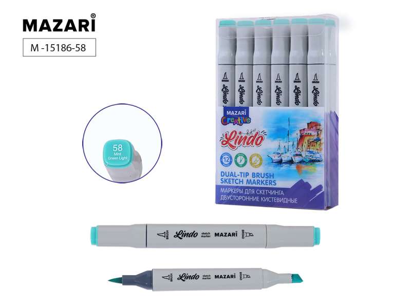 Double-ended sketch marker LINDO, mint green light