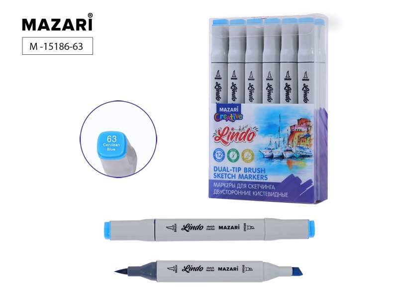 Double-sided sketch marker LINDO, cerulean blue