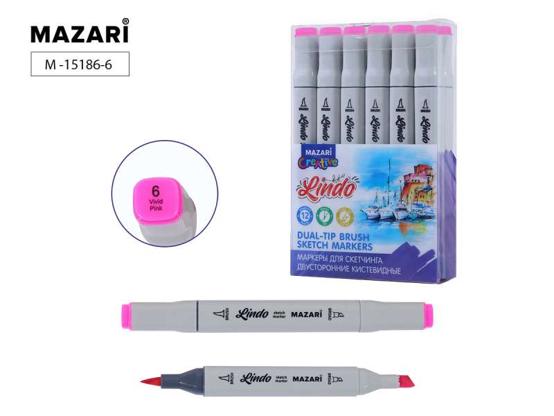 LINDO Double-Ended Sketch Marker, vivid pink