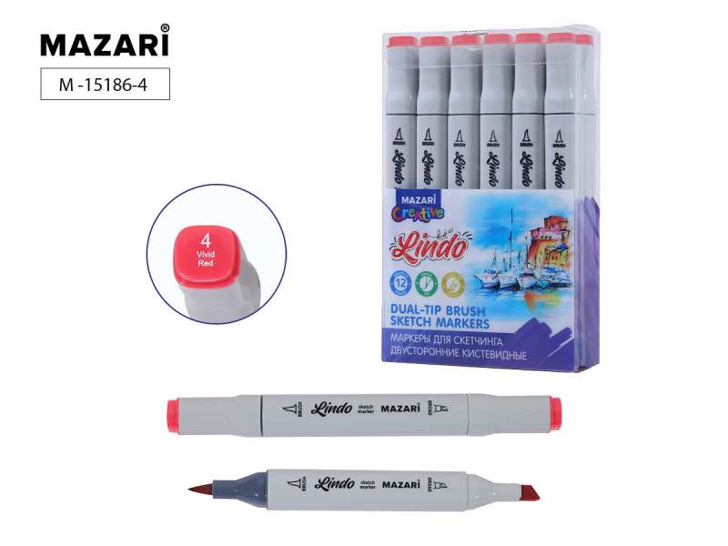 LINDO Dual-Tip Sketch Marker, Vivid Red
